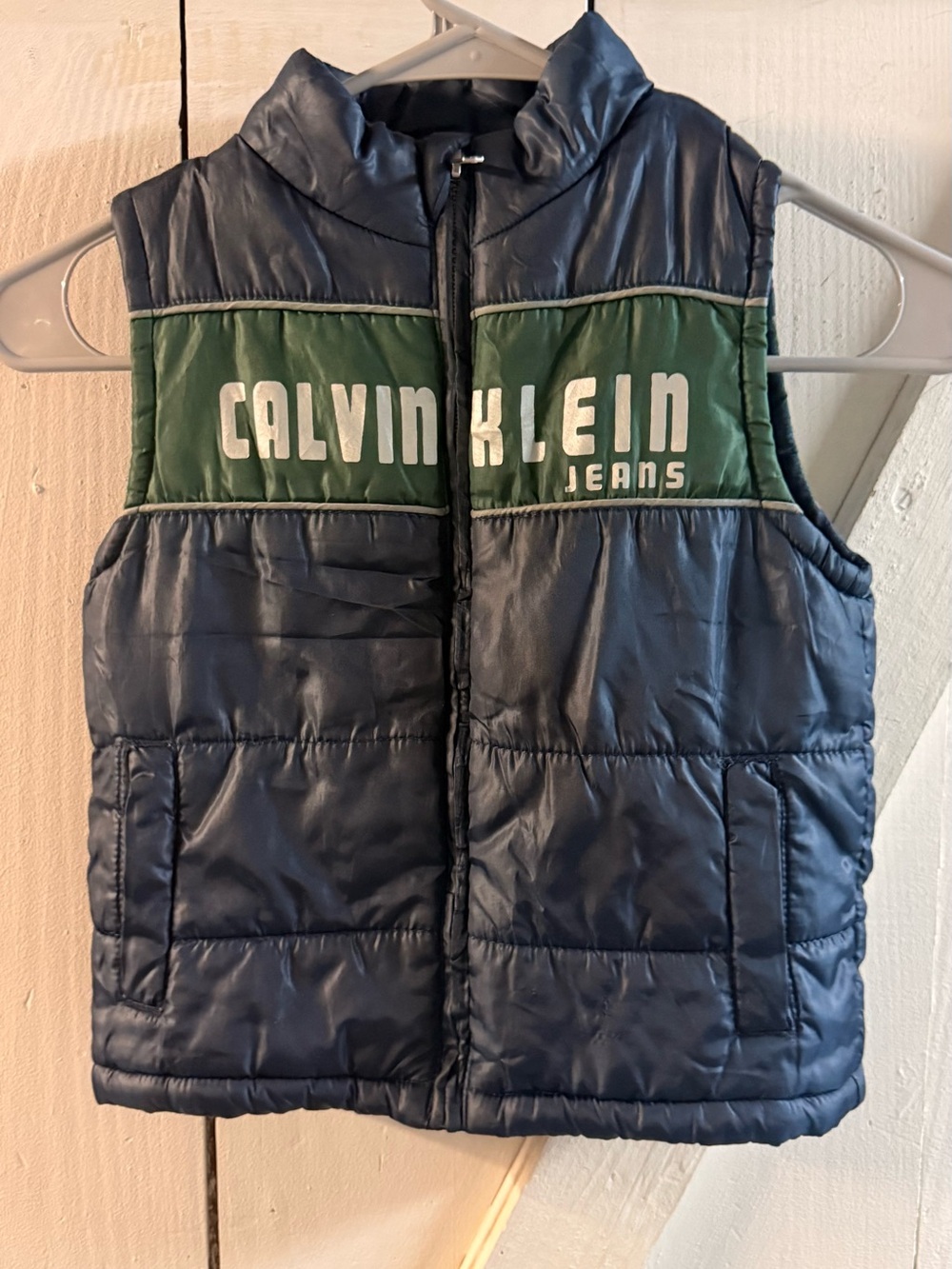 Calvin Klein Navy and Green Puffer Vest for Kids